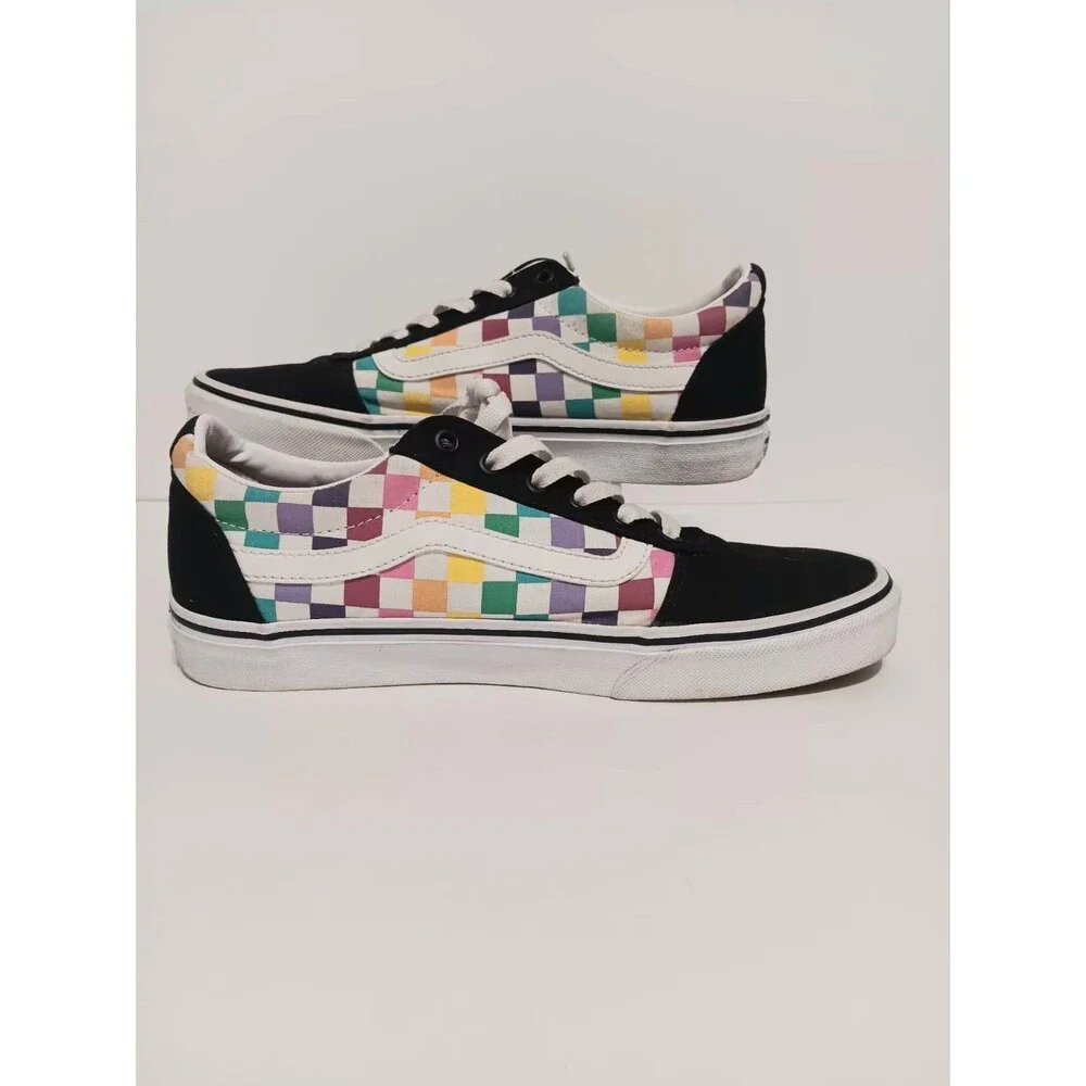 Vans  Black /Colorful Checkered Board Sneakers Women's Sz 10